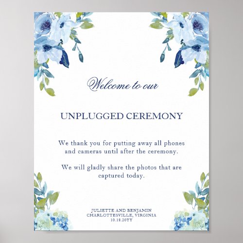 Juliette Blue Unplugged Ceremony Wedding Sign