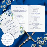 Juliette Catholic Wedding Ceremony Mass Program<br><div class="desc">This folded, booklet style, Catholic wedding ceremony with mass program , features dusty blue and white watercolor flowers and a Christian cross. Your ceremony details are written in classic, calligraphy script and serif typography. Personalize with the names of your wedding party using the easily editable text fields. Coordinates with our...</div>