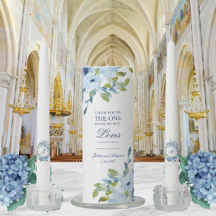 Juliette Dusty Blue Floral Christian Wedding Unity Candle Set