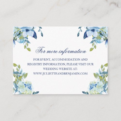 Juliette Dusty Blue Floral Wedding Website Info Enclosure Card