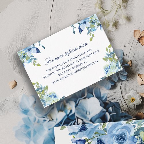 Juliette Dusty Blue Floral Wedding Website Info Enclosure Card