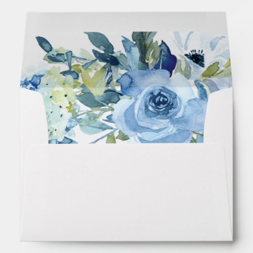 Juliette Floral Dusty Blue Wedding Invitation Envelope