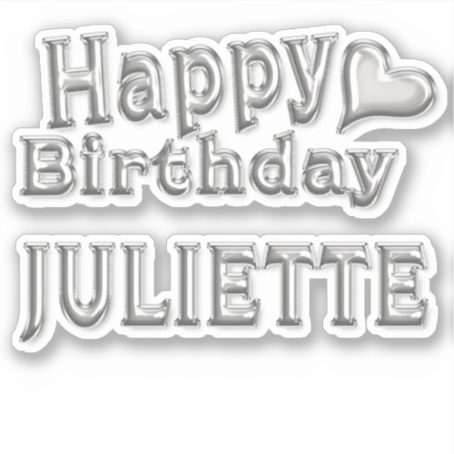 Juliette Happy Birthday silver sticker