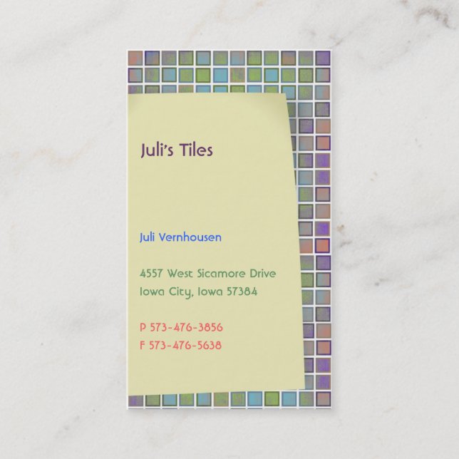 Juli's Tiles Business Cards (Front)