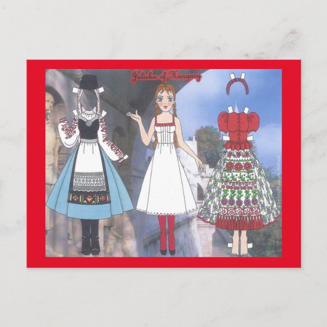 Juliska of Hungary Paper Doll Postcard (Front)