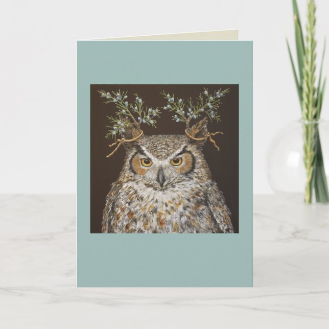 Julius the great-horned owl card (Front)