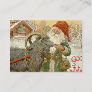 Jultomten Feeds Yule Goat a Cookie Business Card