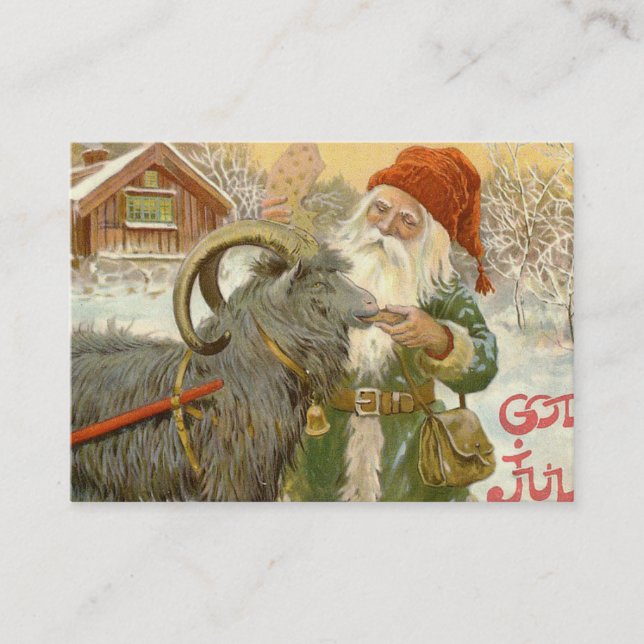 Jultomten Feeds Yule Goat a Cookie Business Card (Front)