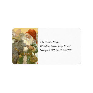 Jultomten Feeds Yule Goat a Cookie Label