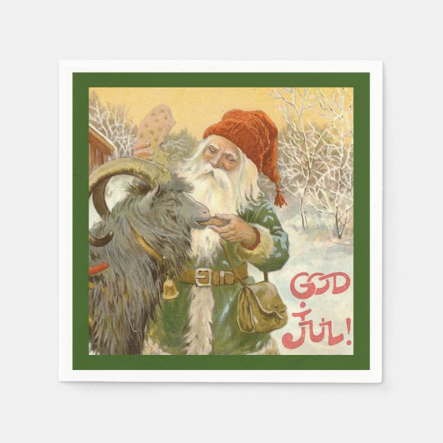 Jultomten Feeds Yule Goat a Cookie Napkins (Front)