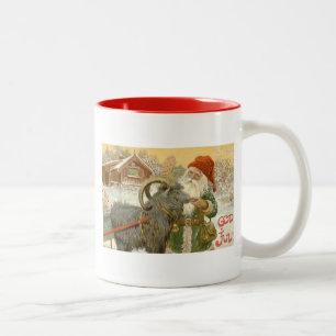 Jultomten Feeds Yule Goat a Cookie Two-Tone Coffee Mug