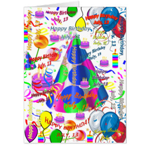 July, 13 Birthday Card, Large Birthday Card