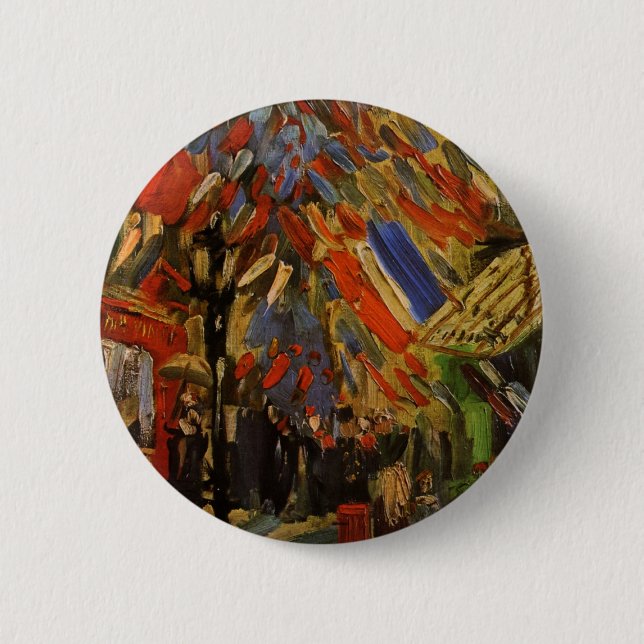 July 14th Celebration in Paris by Vincent van Gogh Button (Front)