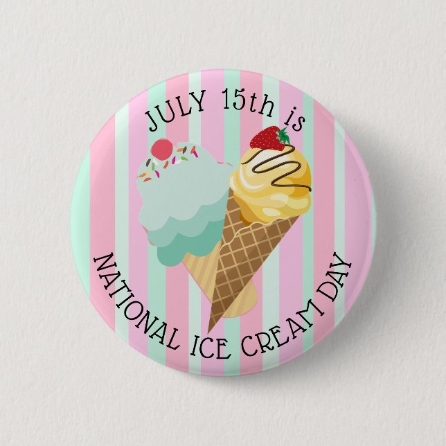 July 15th  is National Ice Cream Day Button (Front)