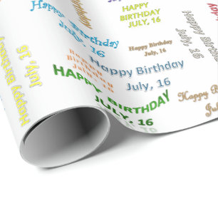 July, 16 Birthday Gift Wrapping Paper