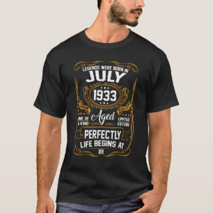 July 1933 89th Birthday 89 Year Old For Men Women T-Shirt