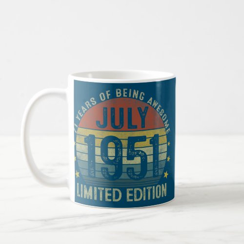 July 1951 Limited Edition 71th Birthday 71 Years Coffee Mug