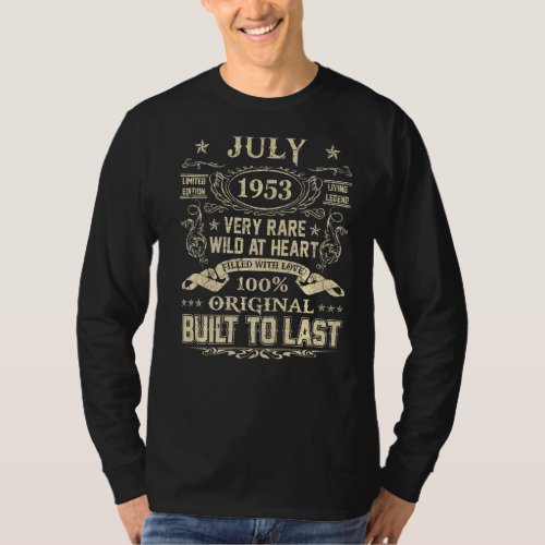 July 1953  69 Years Old 69th Birthday T_Shirt