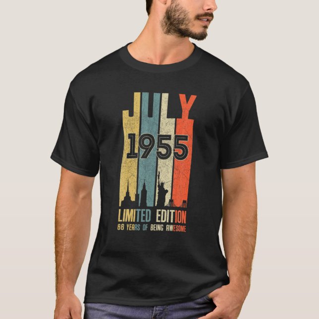 July 1955 66 Birthday 66 Year Old 1955 Birthday Vi T-Shirt (Front)