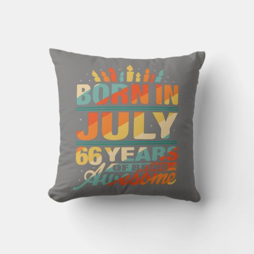 July 1956 66 Years Old 66th Birthday Gifts Candle Throw Pillow