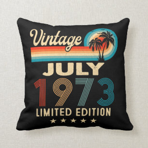 July 1973 49th Birthday Gifts Vintage Throw Pillow