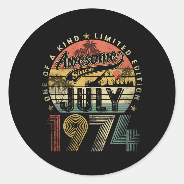 July 1974 49 49Th Classic Round Sticker (Front)