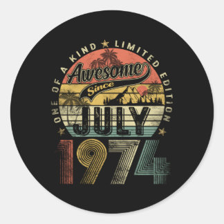 July 1974 49 49Th Classic Round Sticker