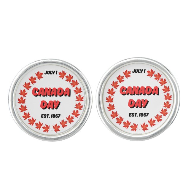 July 1 Canada Day Est. 1867 Cufflinks (Front)