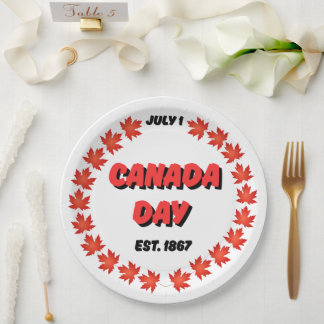 July 1 Canada Day Est. 1867 Paper Plates