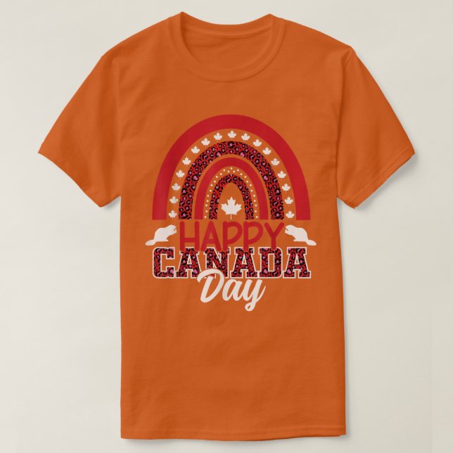 July 1st Happy Canada Day Rainbow Cute Leopard Pri T-Shirt (Design Front)