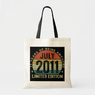 July 2011 Vintage 11th Birthday 11 Year Old Gifts Tote Bag