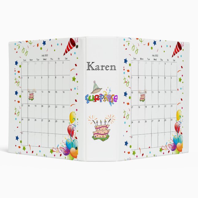 July 2022 Calendar Happy Birthday Binder  (Background)