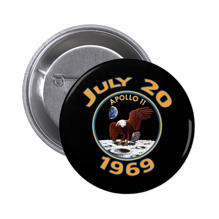 July 20, 1969 Apollo 11 Mission to the Moon Button