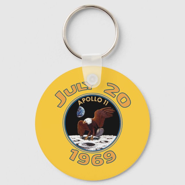 July 20, 1969 Apollo 11 Mission to the Moon Keychain (Front)