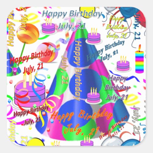 July 21 Kids Birthday Stickers