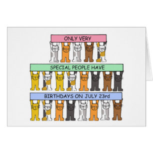 July 23rd Birthday Cartoon Cats Cards
