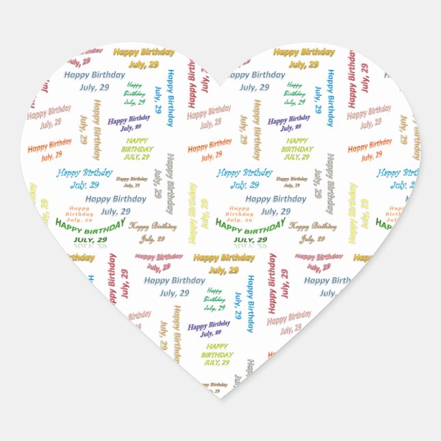 July, 29 Birthday Sticker (Front)