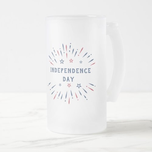 July 4 1776 America Fireworks USA Independence Day Frosted Glass Beer Mug