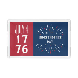 July 4 1776 America USA Independence Day Fireworks Acrylic Tray