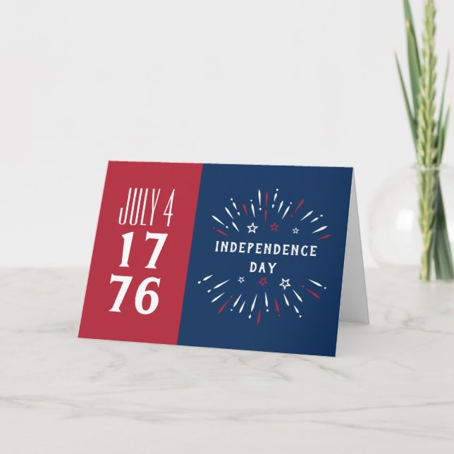 July 4 1776 America USA Independence Day Fireworks Card (Front)