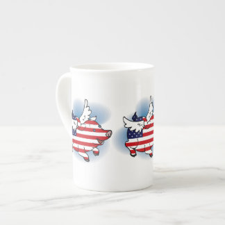 July 4 - 4th of July Patriotic Flying Pig(s) Bone China Mug
