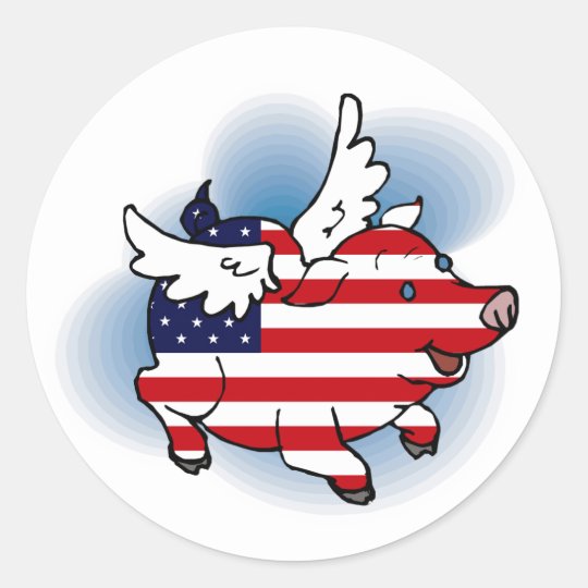 July 4 - 4th of July Patriotic Flying Pig Stickers | Zazzle.com