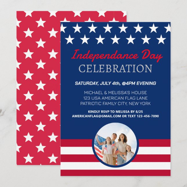 July 4 America Independence Day Celebration Party Invitation (Front/Back)