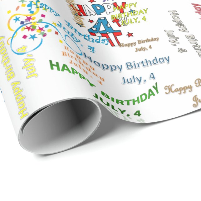 July, 4 Birthday Gift Wrapping Paper (Roll Corner)