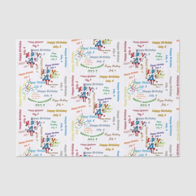 July, 4 Birthday Tissue Paper (Front)