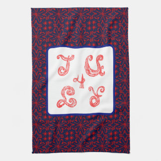 July 4 Sparkle Fabric Font Fireworks Kitchen Towel