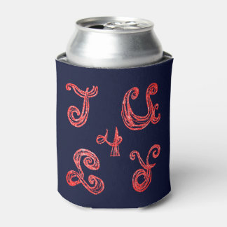 July 4 Sparkling Fabric Font Fireworks Can Cooler