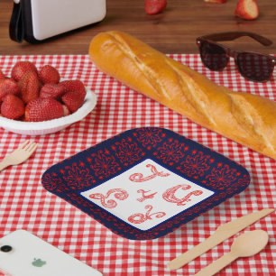July 4 Sparkling Fabric Font Fireworks Paper Plate