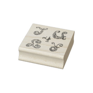 July 4 Sparkling Fabric Font Rubber Wood Art Stamp