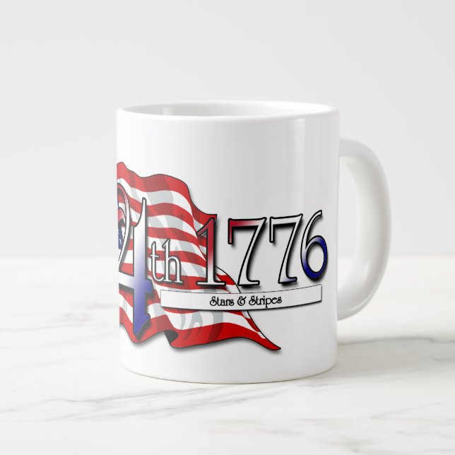 July 4th 1776 Stars & Stripes Giant Coffee Mug (Front Right)